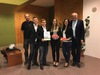 Projektgruppe Markus Friedl, Martin Hirschvogl, Theresa Dachauer, Jennifer Kugler mit Betreuer Dr. Markus Würzl und Juryvorsitzender Ing. Karl Keider
